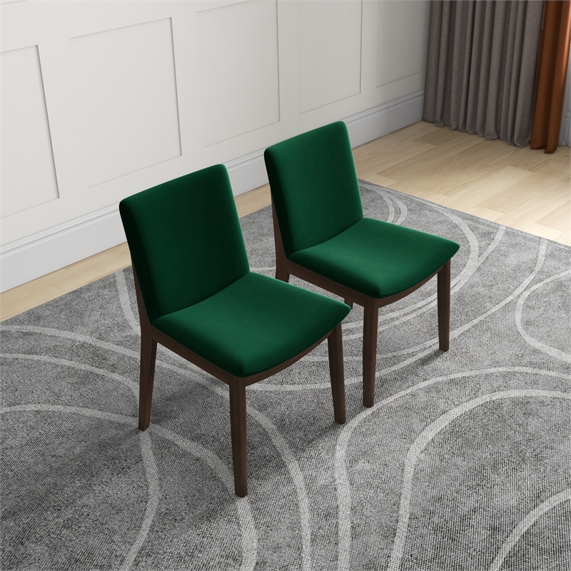 Valentine Mid Century Modern Green Velvet Dining Chair Set