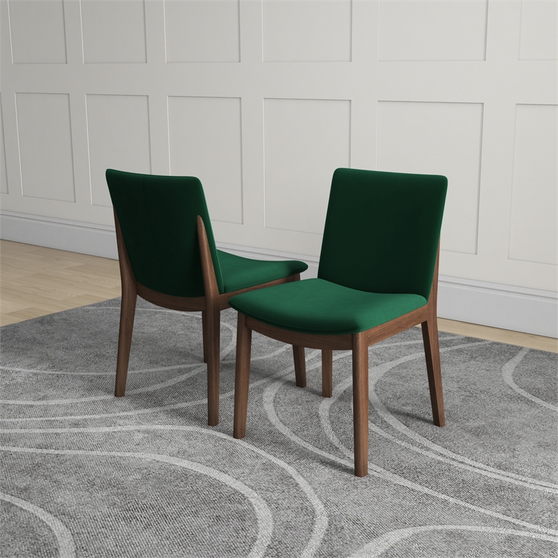 Valentine Mid Century Modern Green Velvet Dining Chair Set