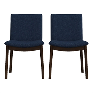 Valentine Mid-Century Modern Navy Blue Fabric Dining Chair Set of 2