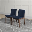 Valentine Mid-Century Modern Navy Blue Fabric Dining Chair Set of 2