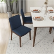 Valentine Mid-Century Modern Navy Blue Fabric Dining Chair Set of 2