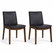 Valentine Mid-Century Modern Faux Leather Dining Chair in Black (Set of 2)