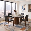 Valentine Mid-Century Modern Faux Leather Dining Chair in Black (Set of 2)