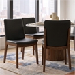 Valentine Mid-Century Modern Faux Leather Dining Chair in Black (Set of 2)