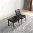 Valentine Mid-Century Modern Faux Leather Dining Chair in Black (Set of 2)