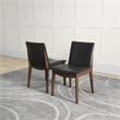 Valentine Mid-Century Modern Faux Leather Dining Chair in Black (Set of 2)