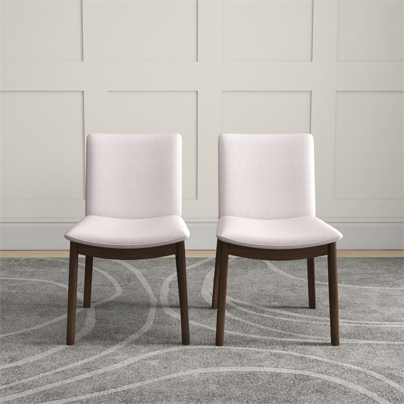 Valentine Mid-Century Modern Cream Fabric Dining Chair (Set of 2)