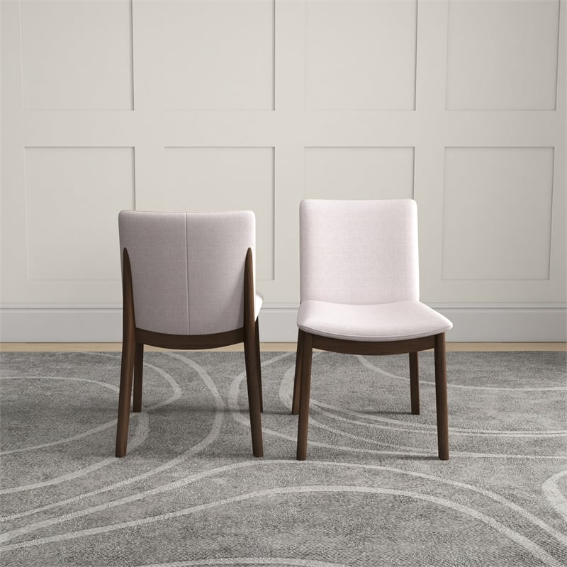 Valentine Mid-Century Modern Cream Fabric Dining Chair (Set of 2)