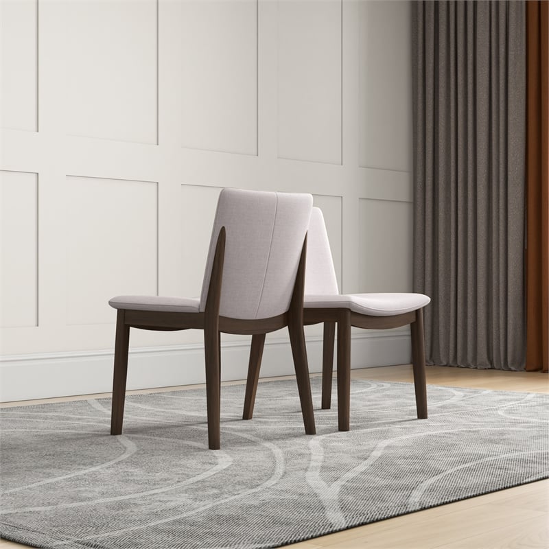 Valentine Mid-Century Modern Cream Fabric Dining Chair (Set of 2)