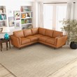 Timbukto Tan Leather Modern Living Room Symmetrical Corner Sectional Sofa