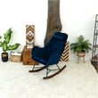 Revi Modern Indoor Livingroom Velvet Rocking Accent Chair in Navy Blue
