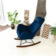 Revi Modern Indoor Livingroom Velvet Rocking Accent Chair in Navy Blue