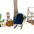 Revi Modern Indoor Livingroom Velvet Rocking Accent Chair in Navy Blue