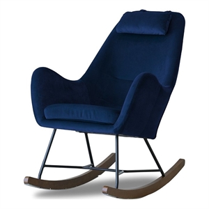 revi mid-century modern tight back velvet rocking chair