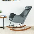 Revi Mid Century Modern Glider Velvet Rocking Chair for Nursery in Gray