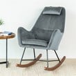 Revi Mid Century Modern Glider Velvet Rocking Chair for Nursery in Gray