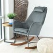 Revi Mid Century Modern Glider Velvet Rocking Chair for Nursery in Gray