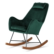 Revi Mid Century Modern Indoor Velvet Nursery Rocking Chairs in Green