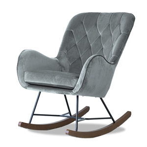 severn mid-century modern tight back velvet rocking chair