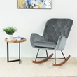 Severn Mid Century Modern Indoor Nursery Velvet Rocking Chairs in Dark Gray