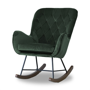 severn mid-century modern tight back velvet rocking chair