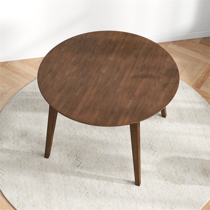 Crawford Mid Century Modern Style Solid Wood Walnut Round 43
