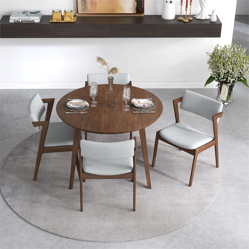 Crawford Mid Century Modern Style Solid Wood Walnut Round 43