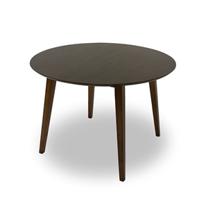 crawford mid-century modern round dining table in brown