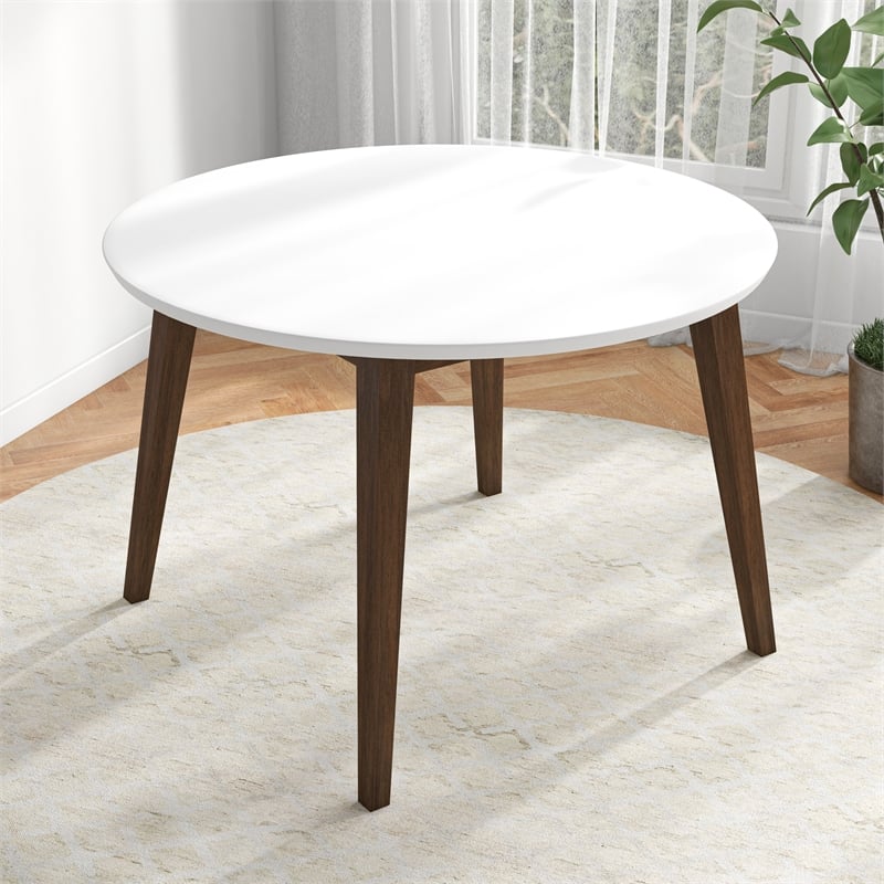 Crawford Modern Style Solid Wood Walnut/White Top Rectangular 43.3