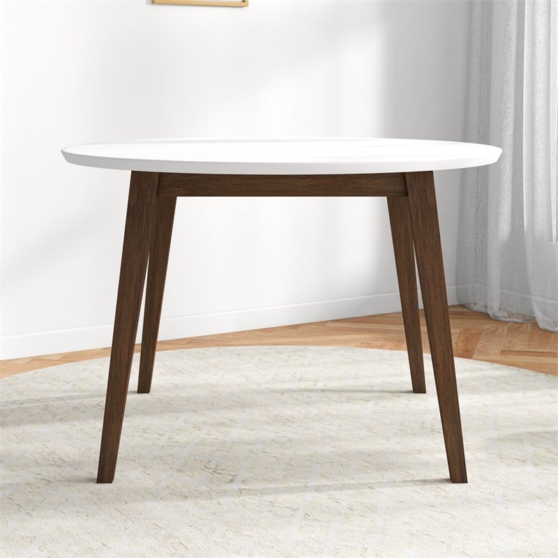 Crawford Modern Style Solid Wood Walnut/White Top Rectangular 43.3