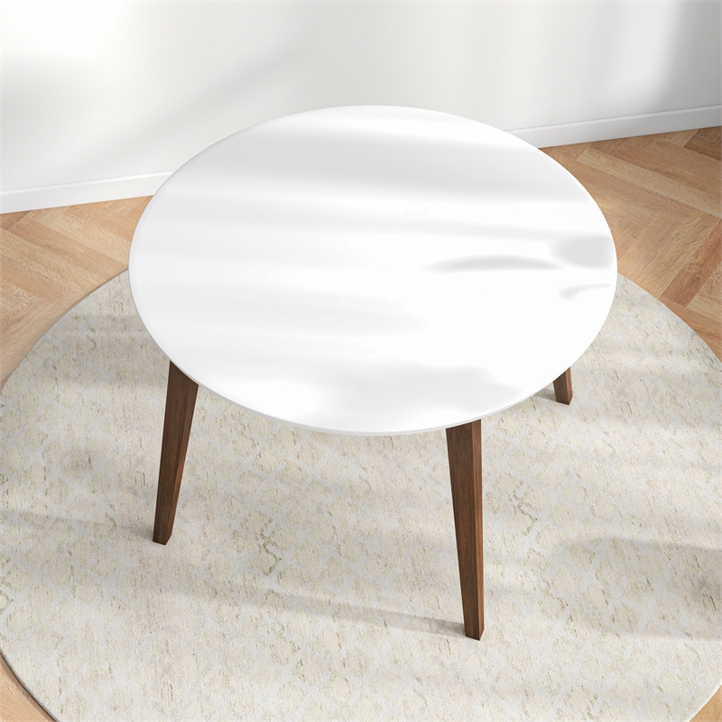 Crawford Modern Style Solid Wood Walnut/White Top Rectangular 43.3