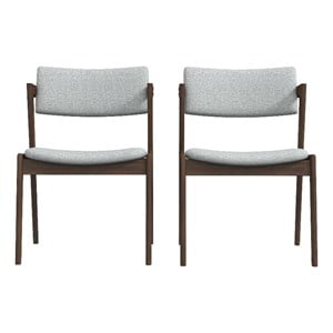 Mid-Century Modern Fabric Dining Chair in Gray (Set of 2)
