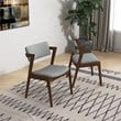 Mid-Century Modern Fabric Dining Chair in Gray (Set of 2)