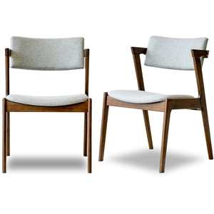 vego mid-century modern fabric dining chair in grey (set of 2)