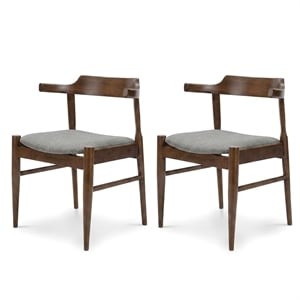 Buford Mid-Century Modern Polyester Blend Fabric Dining Chair in Gray (Set of 2)