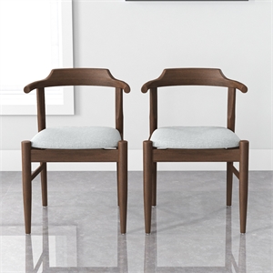 Buford Mid-Century Modern  Polyester Blend Dining Chair  in Grey (Set of 2)