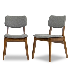 aria mid-century modern  fabric dining chair  in grey (set of 2)