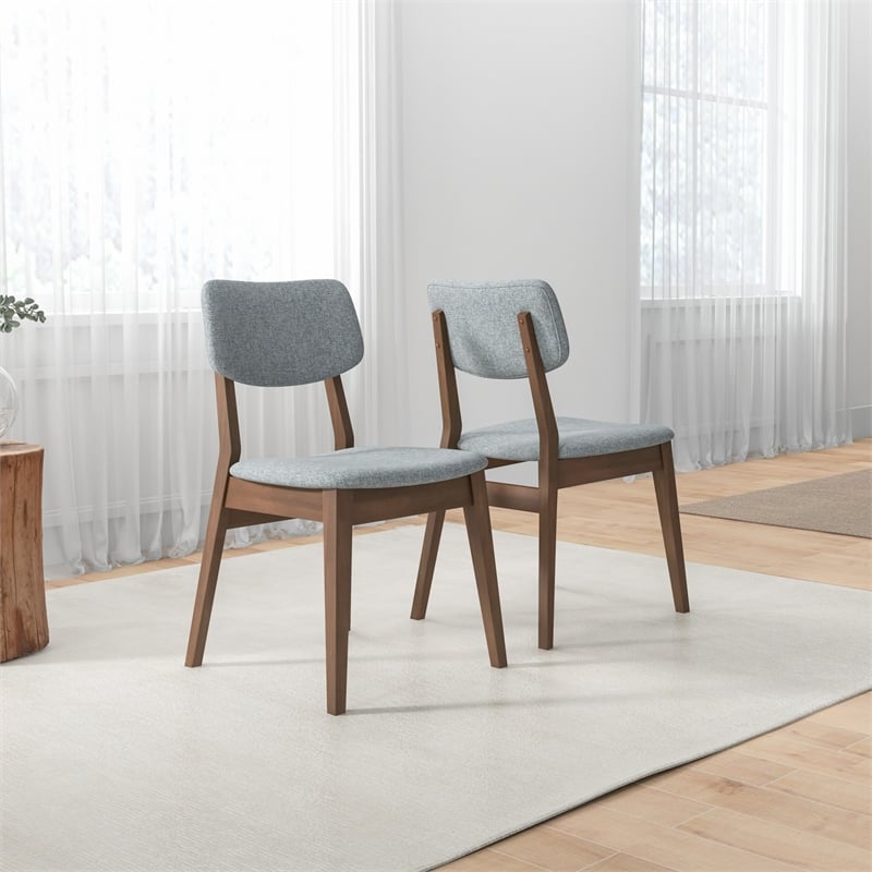Aria Mid-Century Modern Fabric Dining Room&Kitchen Chair in Gray (Set of 2)