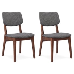 Aria Mid-Century Modern Fabric Dining Room&Kitchen Chair in Gray (Set of 2)