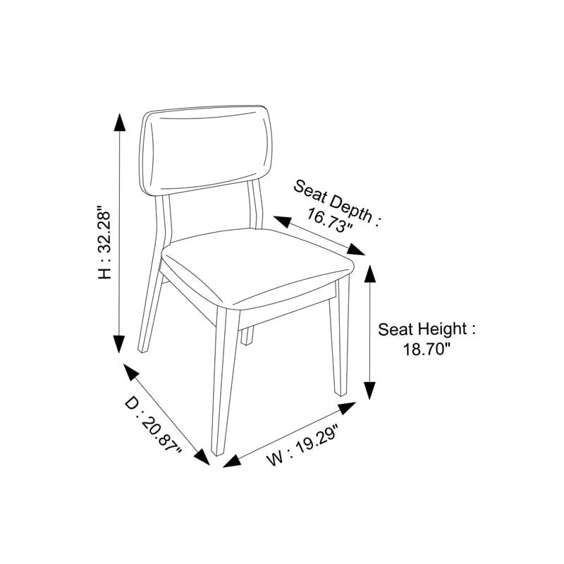 Aria Mid-Century Modern Fabric Dining Room&Kitchen Chair in Gray (Set of 2)