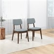Aria Mid-Century Modern Fabric Dining Room&Kitchen Chair in Gray (Set of 2)