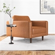 Jax Luxury Modern Tufted Seat Full Grain Leather Cognac Tan Accent Armchair