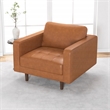 Jax Luxury Modern Tufted Seat Full Grain Leather Cognac Tan Accent Armchair