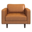 Jax Luxury Modern Tufted Seat Full Grain Leather Cognac Tan Accent Armchair