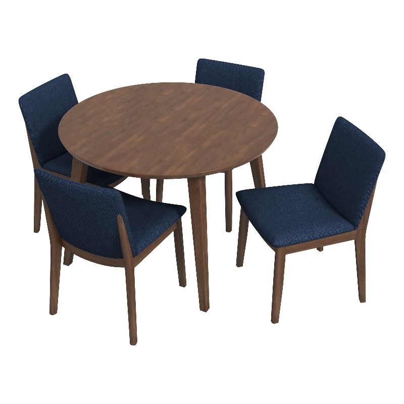 Cassie Modern Solid Wood Walnut Dining Room & Kitchen Table and Chair Set of 4
