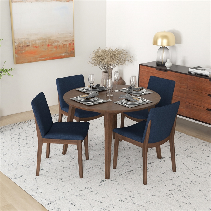 Cassie Modern Solid Wood Walnut Dining Room & Kitchen Table and Chair Set of 4