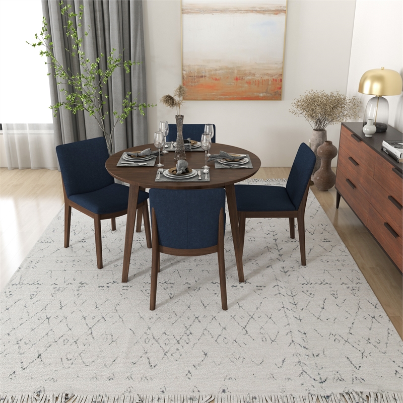Cassie Modern Solid Wood Walnut Dining Room & Kitchen Table and Chair Set of 4