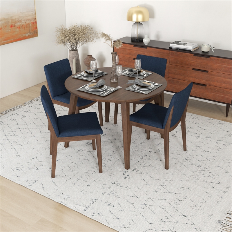 Cassie Modern Solid Wood Walnut Dining Room & Kitchen Table and Chair Set of 4