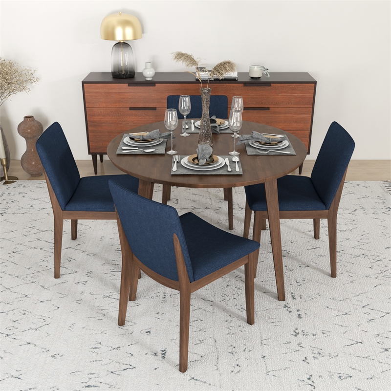 Cassie Modern Solid Wood Walnut Dining Room & Kitchen Table and Chair Set of 4