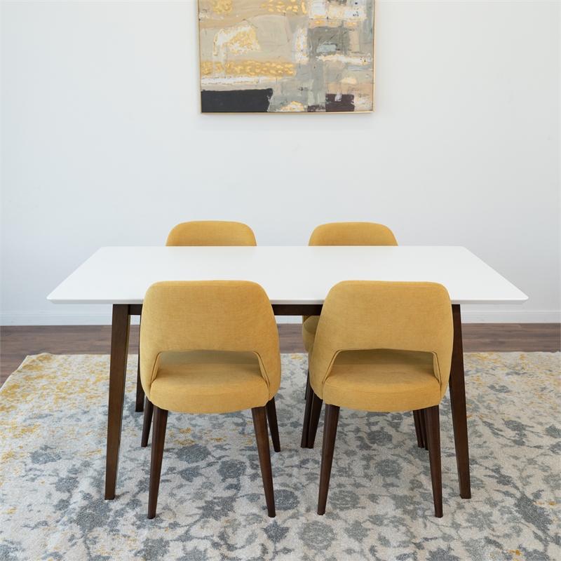 Dania 5Piece MidCentury dining set w/ 4 Fabric dining chairs in